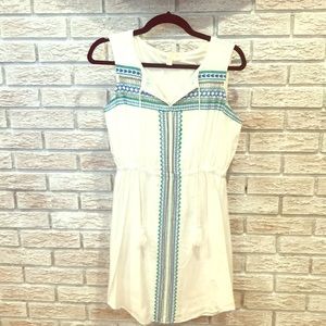 Beautiful white, green, blue, & gold dress. Size 4